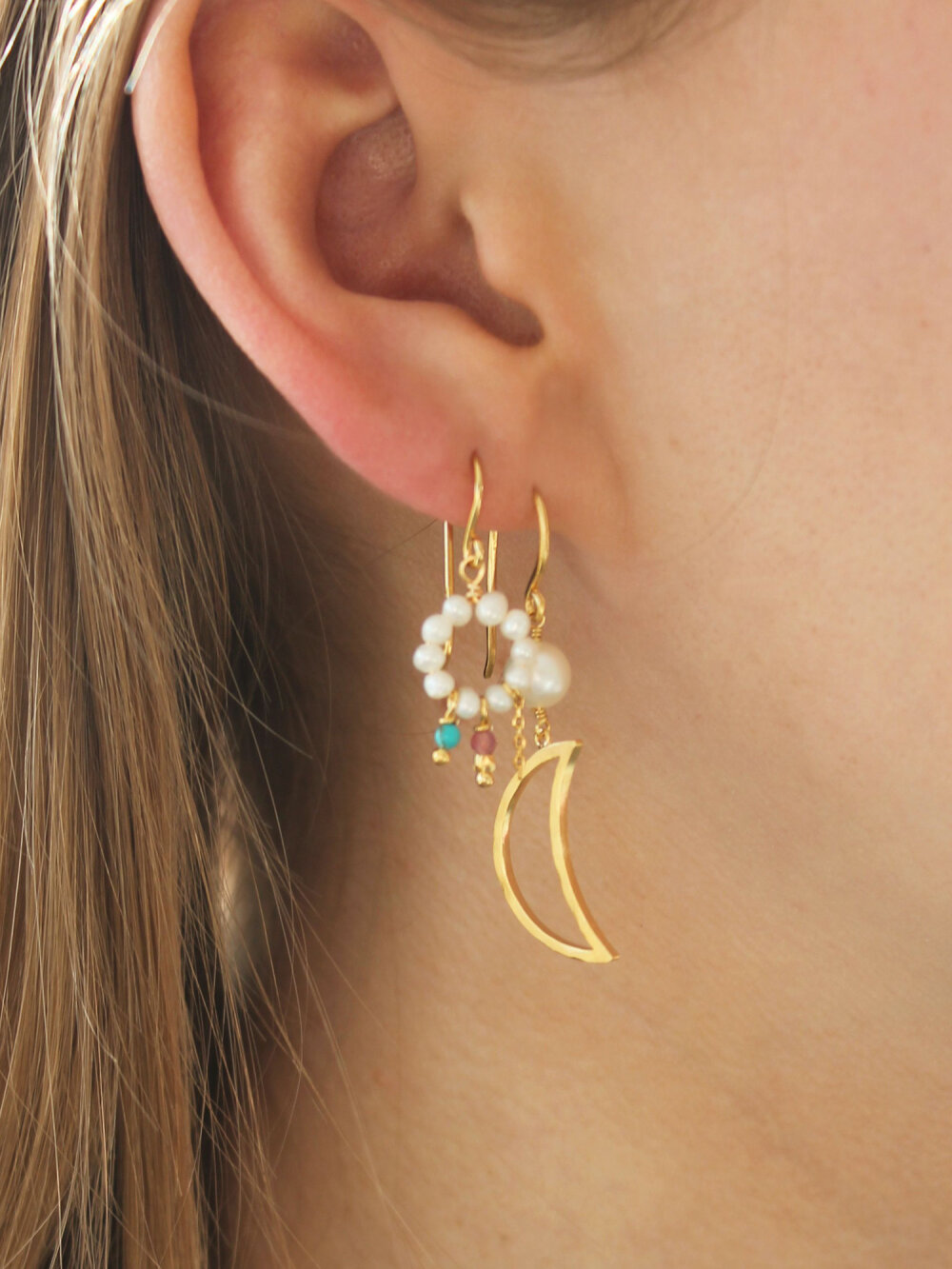 Stine A - Bella Moon Earring With Pearl Ørering