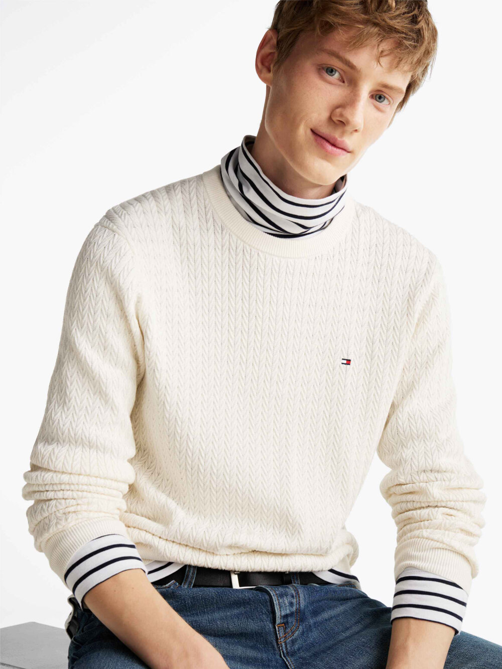 Tommy Hilfiger - HERRINGBONE STRUCTURE C NK