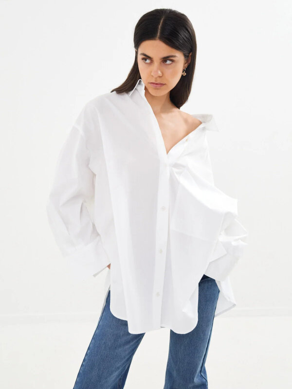 Rabens Saloner - Poplin oversized Skjorte