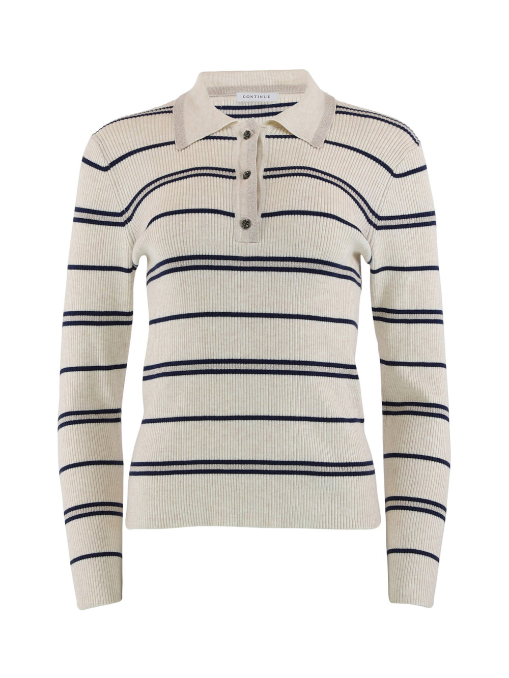 Continue - Eva polo knit stripe Bluse