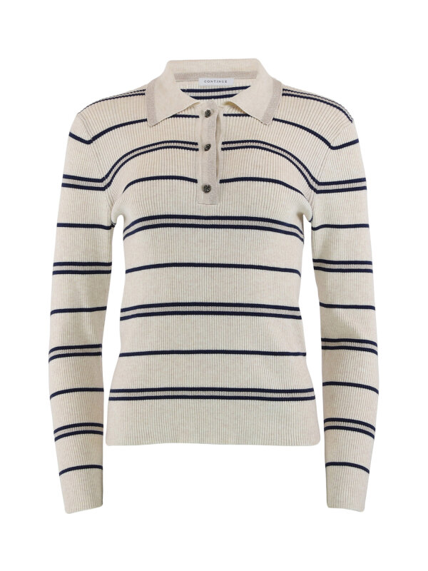 Continue - Eva polo knit stripe Bluse