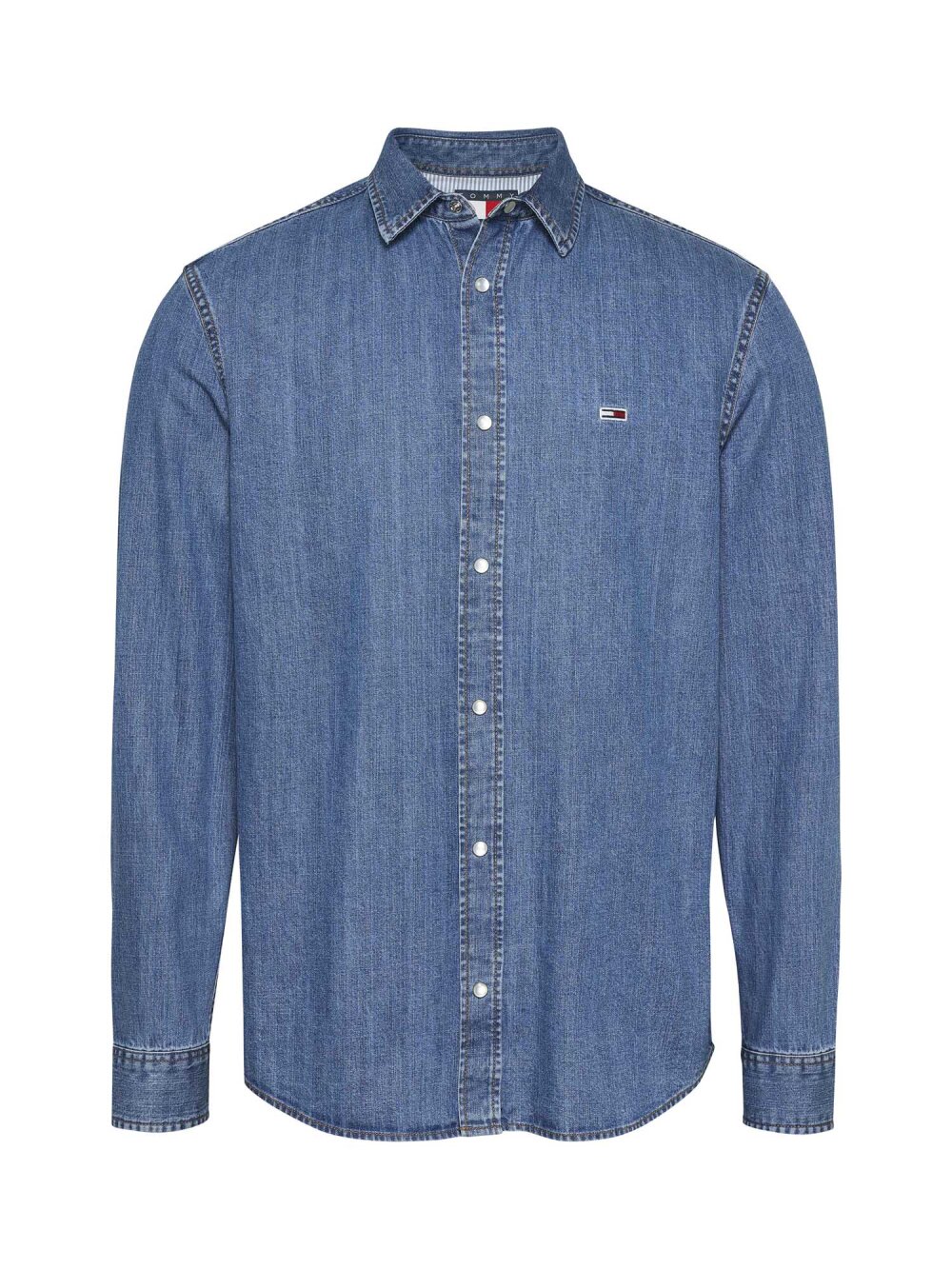 Tommy Jeans - RGLR FIT SHIRT MID BLUE Skjorte