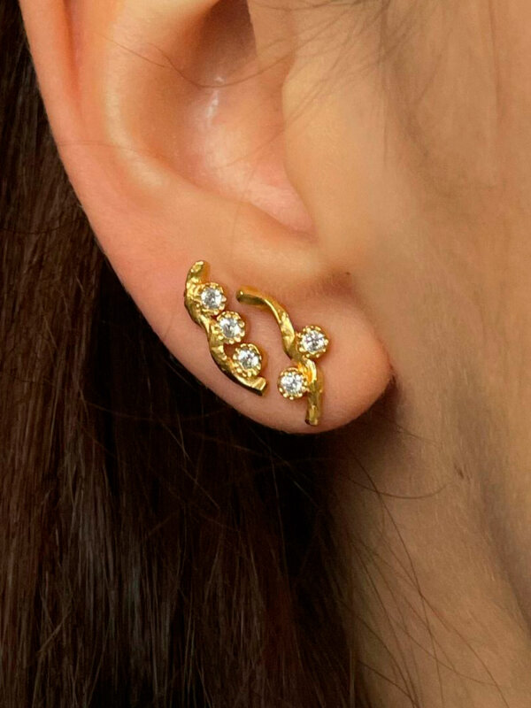 Stine A - Flow Earring with Three Stones - Single 