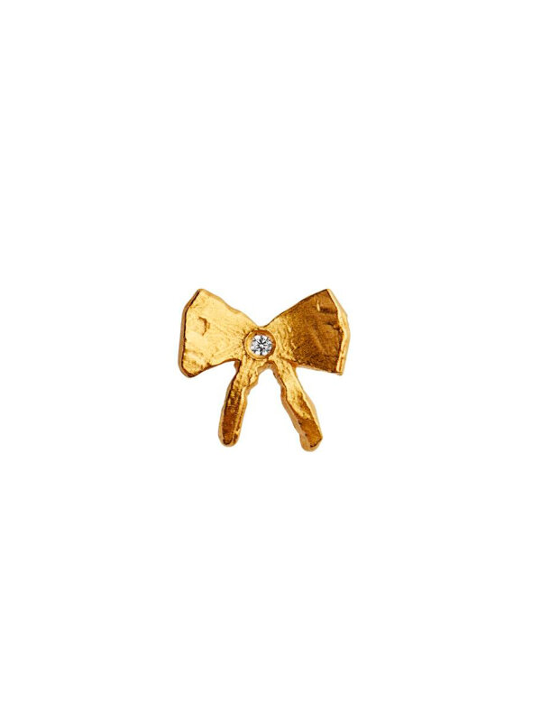 Stine A - Petit Bow Earring with Stone - Single