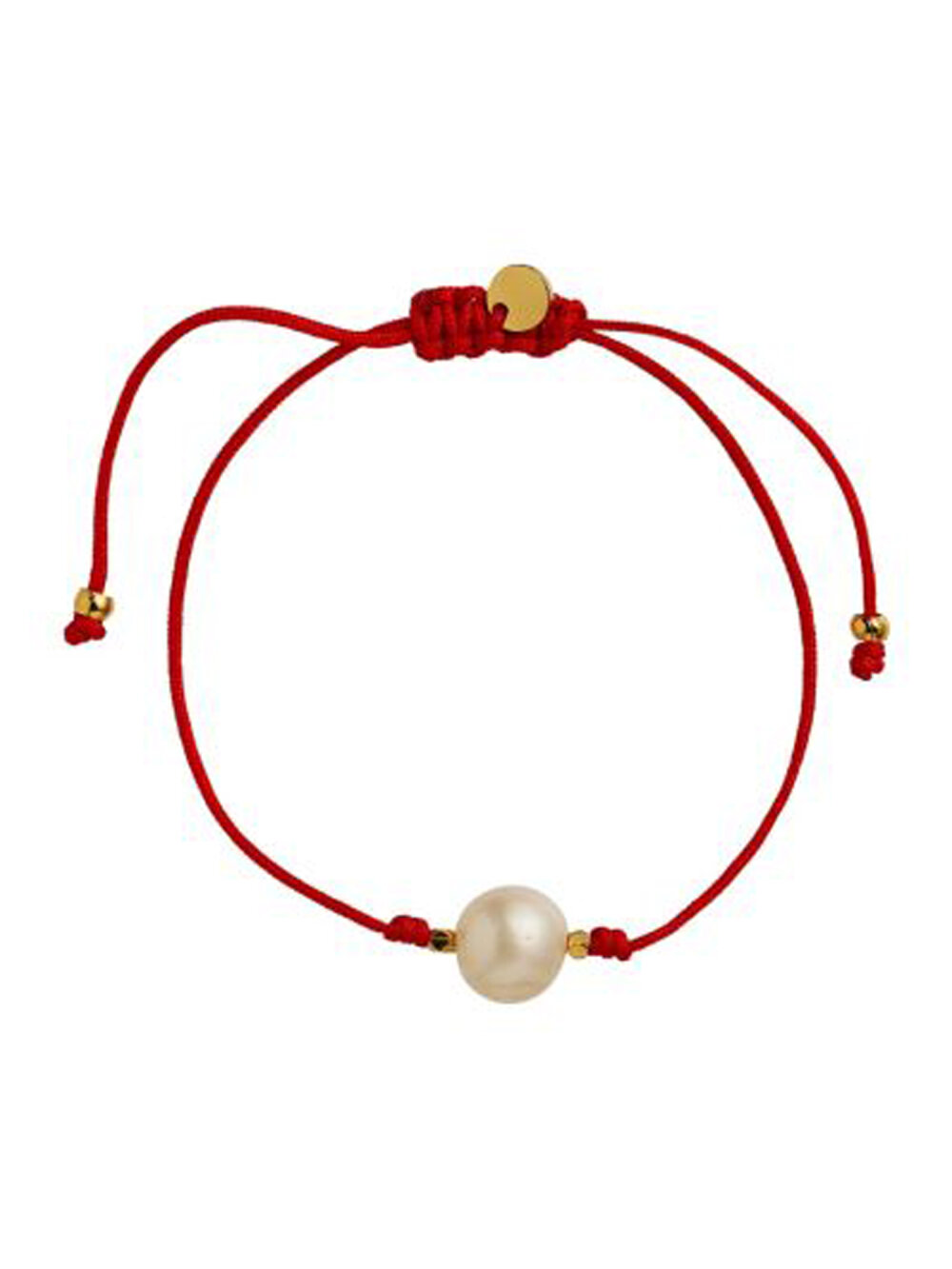 Stine A - Big Pearl Berrie Red Ribbon Armbånd