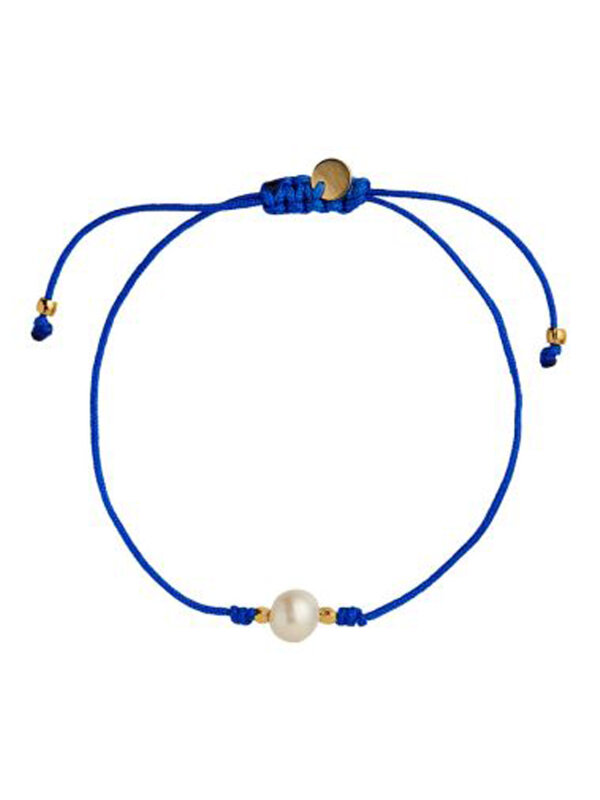 Stine A - Petit Pearl Berrie Electric Blue Ribbon Armbånd