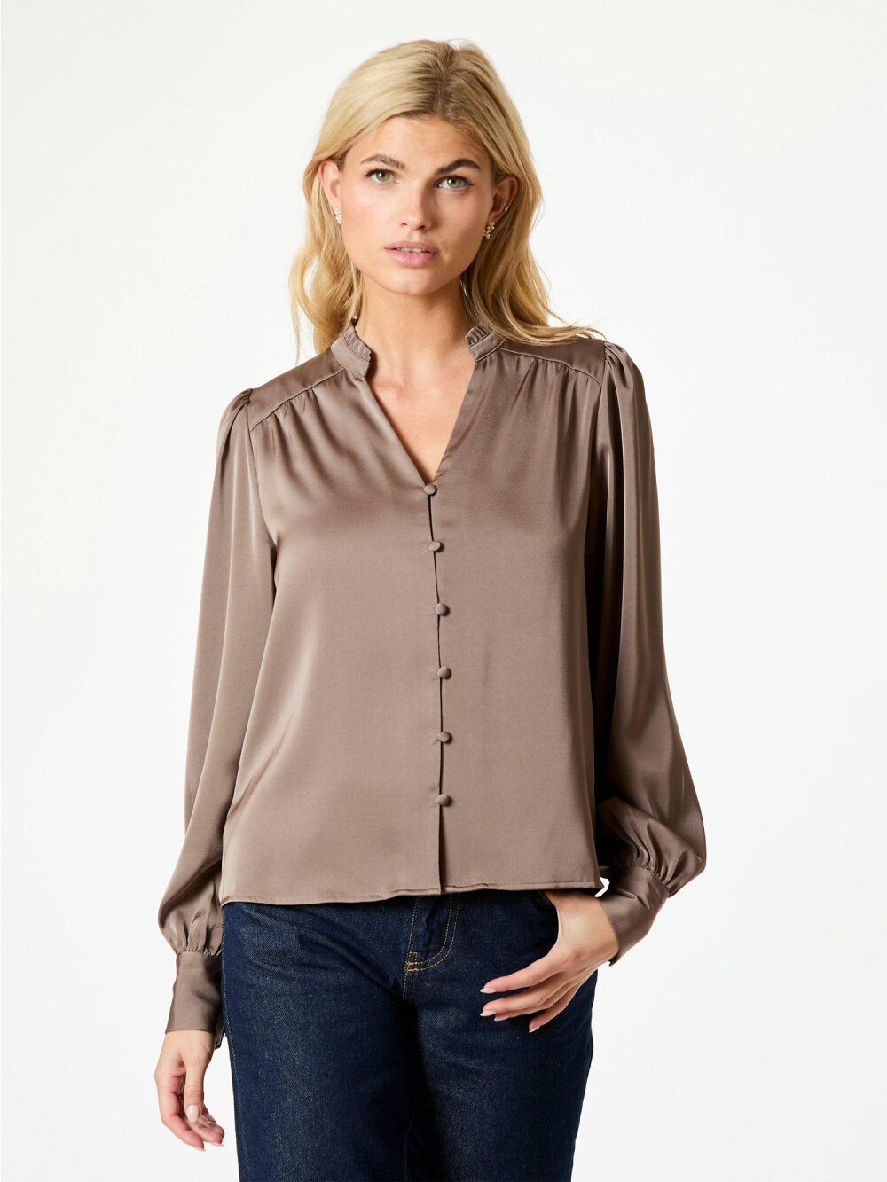 Neo Noir - Massima Drapy Satin Bluse