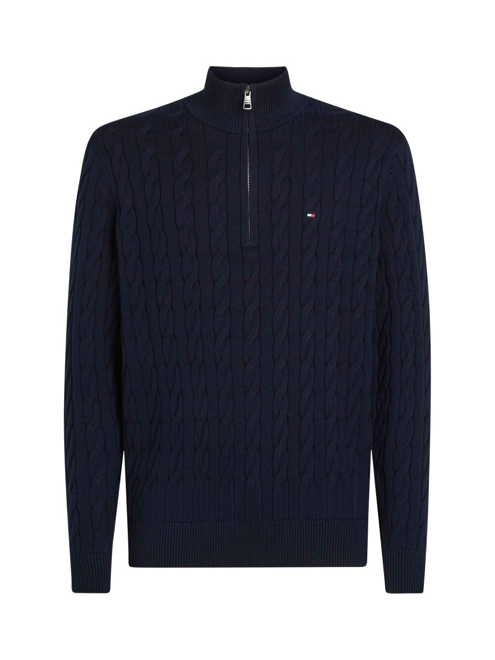 Tommy Hilfiger - CLASSIC COTTON CABLE ZIP MOCK Strik